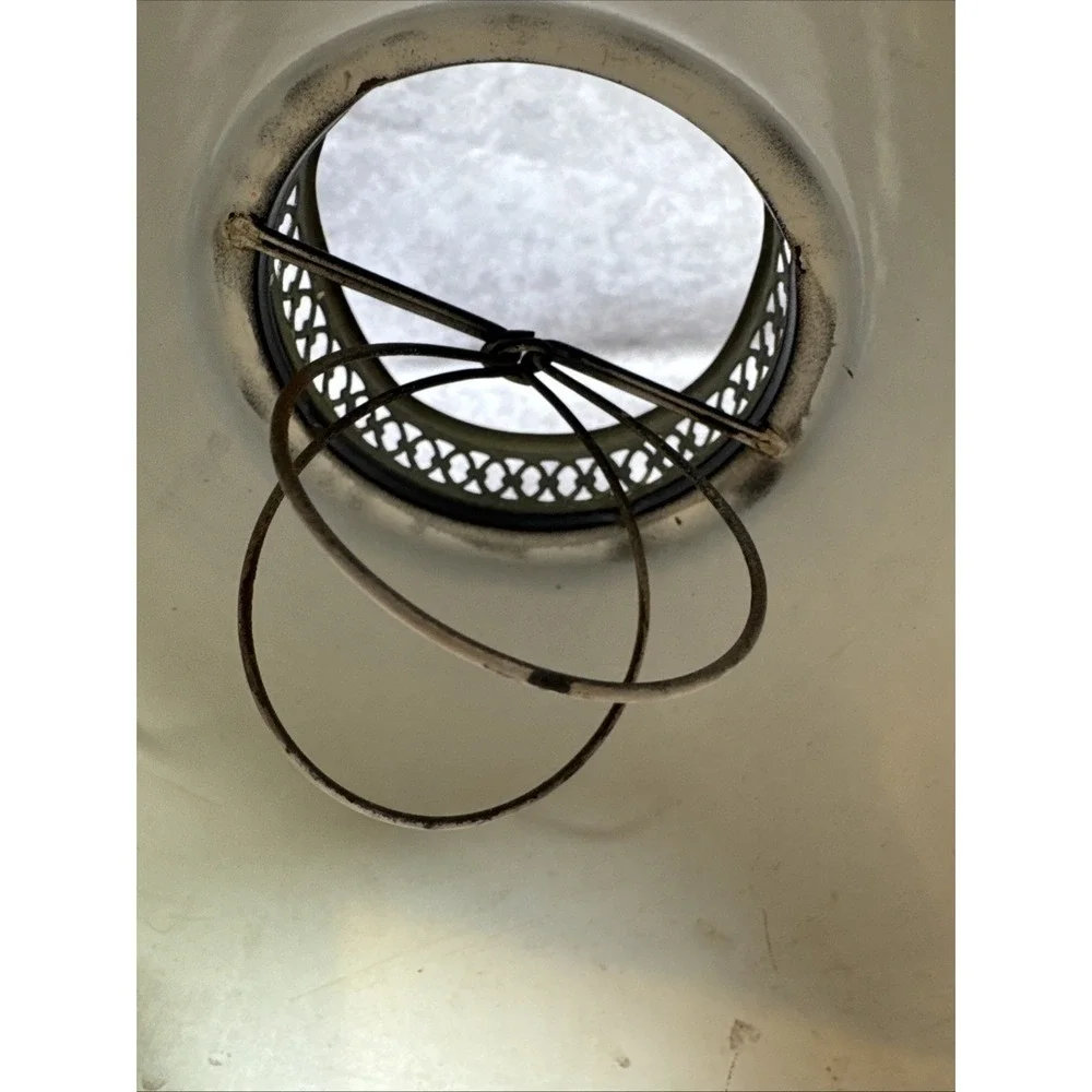 Vintage Black Metal Tole Lampshade Brass Filigree top 7.25